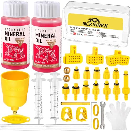 NCKIHRKK Entlüftungsset für Shimano Scheibenbremsen, Entlüftungskit inkl. 120ml Bremsflüssigkeit, Fahrrad Bremsen Entlüftungskit für Shimano, MAGURA, TEKTRO