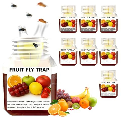 8PCS Fruchtfliegenfalle, Fliegenfalle mit Trichter, Ungiftig und Unbedenklich, Obstfliegenfalle für Haushalt Und Küche, Kinder-Und Haustierfreundlich, Hält 3 Wochen Lang