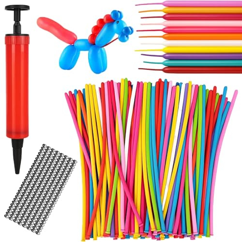 102PCS Modelling Balloons, Long Balloons for Tying, Professional Balloon Art Kit for Party Decorations, Adult Stress Relief Tool 260Q Balloons, With Pump and Eye Stickers
