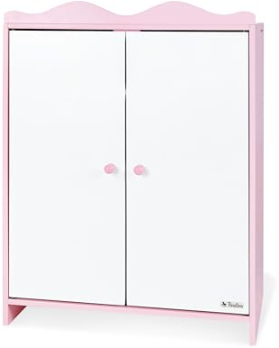 Pinolino Armadietto per Bambole Jasmine in Legno con 1 ripiano, 1 Appendiabiti e 3 Ganci, mobili per Bambole da 2 Anni, Rosa e Bianco