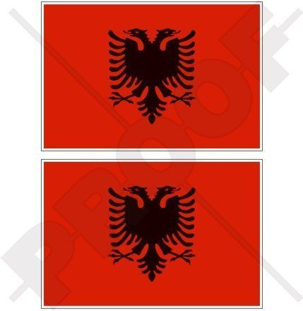 ALBANIEN Albanische Flagge Shqiperia 100mm Auto & Motorrad Aufkleber, x2 Vinyl Stickers
