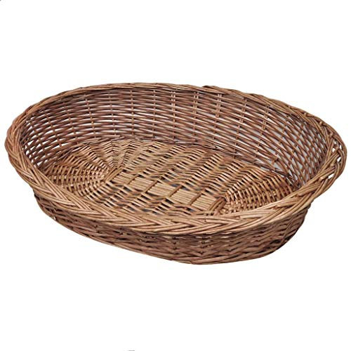 yorten Weide Hundekorb/Tierbett Katzenbett Hundebett Weidenkorb Katzenkorb 90 x 64 x 20 cm (L x B x H) Naturfarbe Leichtgewichtig
