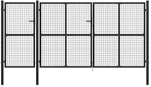 vidaXL Gartentor Gartentür Zauntür Hoftor Gartenpforte Zauntor Hoftür Gartenzaun Pforte Tor Metalltor Einfahrtstor Stahl 400x150cm Anthrazit