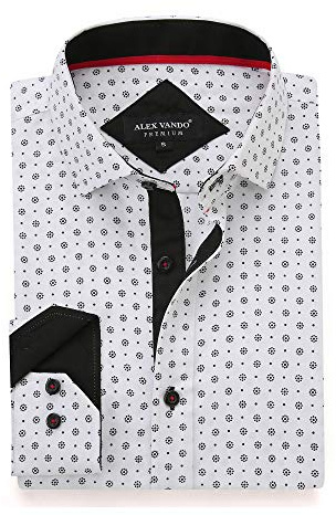 Alex Vando Camicia da Uomo Stampata a Manche Lunghe, vestibilità Normale, Camicia alla Moda