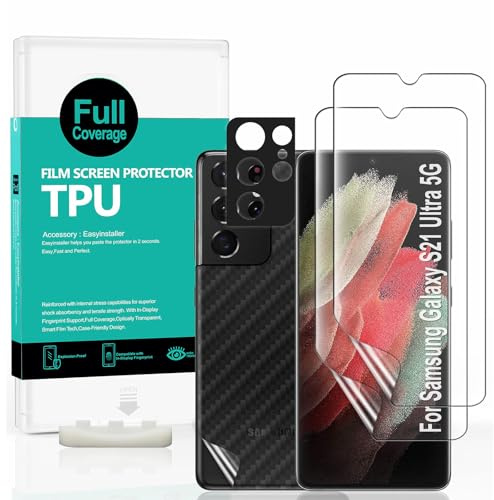 Ibywind Schutzfolie für Samsung Galaxy S21 Ultra 5G,2 Stück Displayschutz,mit Metall-Kameraschutz,Einfache Installation,Unterstützt Fingerabdrucksensor,anti-kratzer,Blasenfreiheit,Bruchsicher