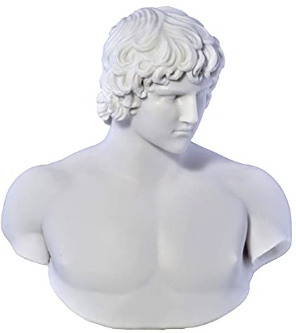 Antinous Emperador Adrianos Amante Busto Cabeza Griega Estatua Escultura Reparto Mármol Copia