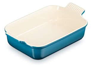 Le Creuset Bandeja rectangular Heritage de cerámica de gres, 26 cm, 2.4 L, Deep Teal, 71102266420001