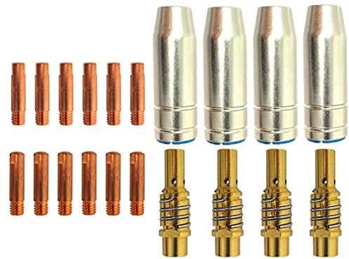 ELCAN Confezione da 20 consumabili per torcia da 15ak. 6 punte di contatto M6x25x5,8 mm 0,8 mm, 6 punte di contatto M6x25x5,8 mm 1,0 mm, 4 portaugelli M6, 4 ugelli conici.