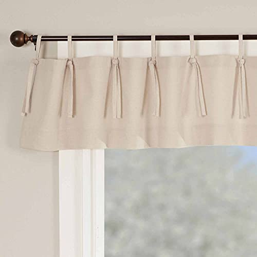 Piper Classics Market Place Natural Tie Top Valance Curtains, 16 Long x 72 Wide, Beige Cream Tab Top Valance, Farmhouse, Boho, Country, Vintage