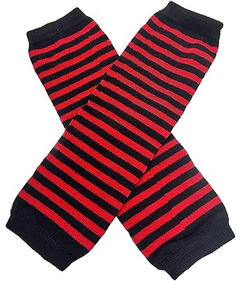 ZUYPSK 1 Paar Damen gestrickt Fingerlose Handschuhe Armstulpen Warme Verlängerte Handschuhe gestreift Ellenbogen Fäustlinge Winter für Outfit Clubwear Party Kostüm Zubehör