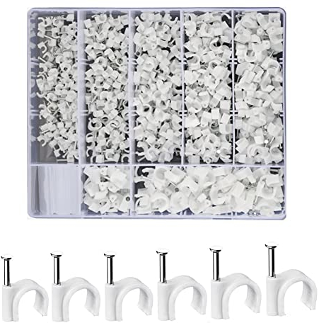CONPHERON 600 stück Kabelschellen Nagelschellen Kabelschelle mit Eingestecktem Nagel, Größen: 4mm, 5mm, 6mm, 7mm, 8mm, 10mm