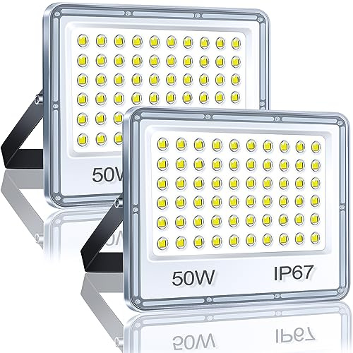 YIQIBRO LED Strahler Außen 50W 2 Stück, Fluter 5000LM 6500K LED Scheiwerfer
