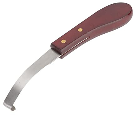 Haofy Cuchillo para Pezuñas de Caballo, Cuchillo para Pezuñas, Navaja de Afeitar de Acero Inoxidable, Cuchillo para Herrar para Diestros de Doble Cara, de Madera, Cuchillo con