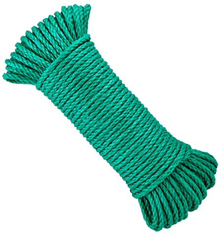 5mm*25m Cuerda Plástico. Cuerda Polietileno para Tender Ropa Exterior, Jardinería, Agricultura. Fabricada en España. Verde.