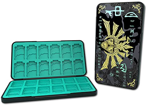 PERFECTSIGHT Switch Game Case Compatibile con Nintendo Switch 2/OLED/Switch Lite, 24 Switch Game Holder Custodia cartuccia con 24 giochi e 48 schede Micro SD, Kingdom Badge