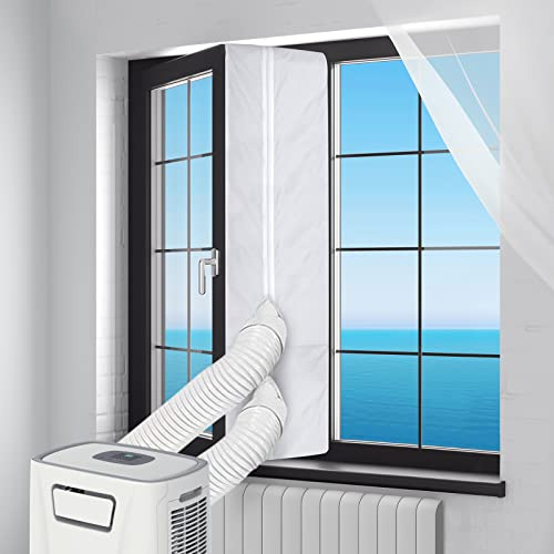 Flintronic Tissu de Calfeutrage pour Climatisation Mobiles, Segmenté 400CM Joint de Fenêtre, Universel Kit de Portes, Sèche-Linge