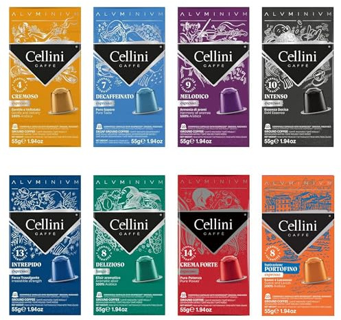 Café Cellini Capsules Aluminium Compatibles Nespresso* - Kit de dégustation 80 pcs