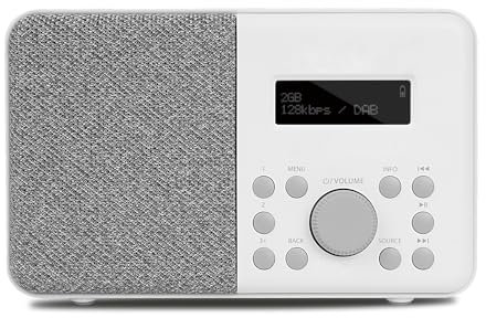 MangoKit MD1 Radio Portátil Dab+ I Radios Digitales de Red y Batería I Dab I FM I Radio de Cocina,Reloj con Doble Alarma,Batería de 10 Horas,40 Presintonías,Toma de Auriculares,Gris Piedra