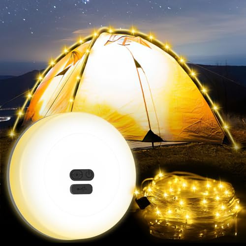 ORIA Camping ljusslinga, 10 m bärbar campinglampa med 3 belysningslägen, USB-laddning