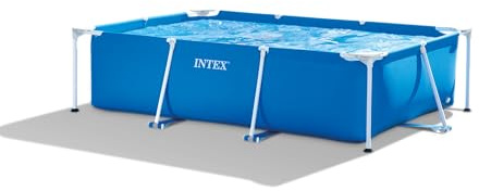 Intex 28272EH - Piscina sobre el suelo con marco rectangular de 9 pies 10 pulgadas x 6 pies, 6 pulgadas x 29 1/2 pulgadas, color azul