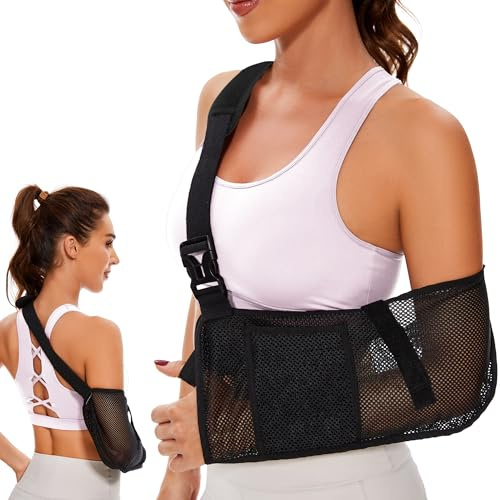 KONSEDIK Medizinische Schulterschlinge aus Netzstoff für die Dusche, verstellbare Armbandage, für Männer und Frauen, Rotatorenmanschette, Verletzung, linker rechter Arm, Handgelenk, Ellenbogen,