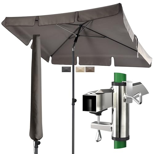 4smile Sonnenschirm Set für Balkon mit Halter und UV50+ Schutz, 200x125cm SunnyShade Plus, Taupe