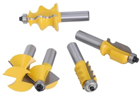 NPQRKJYH Juego de 5 brocas for enrutador de puertas de armario, vástago de 12 mm y 1/2 pulgada, de aleación de carburo for tallado de madera, brocas convexas for fresado MC03052(12mm shank)
