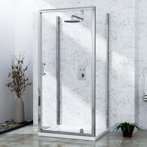 Cube 900 x 700mm 3-Sided Pivot Door Shower Enclosure Rectangular with Side Panels 6mm Safety Tempered Glass Screen