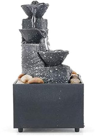 Zuasdvnk Fuente de agua de escritorio decorativa, cascada interior de 4 niveles con luces, fuente de cascada, función de agua de relajación, decoracion hogar para espacios interiores