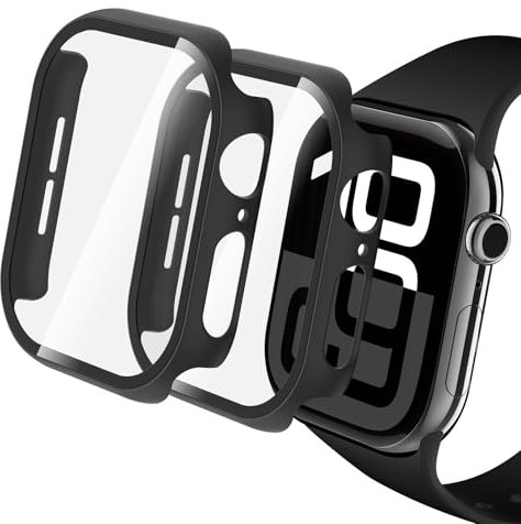 Hianjoo 2 Pack Hard Case with Screen Protector Compatible with Apple Watch Series 10 46mm (2024), [Anti-Scratch][Anti-Dust] All-Round Protective Case, Black