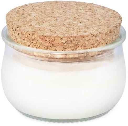 Vasos de Yogur de Cristal con Tapas de Corcho | Pack de 8 | Para Cosméticos, Velas Aromáticas y Manualidades | Reutilizables y Reciclables I 150 ml - Pack de 8