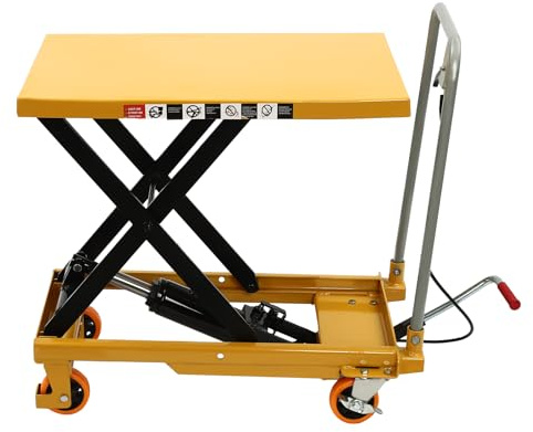 Hydraulic Lift Table Cart, 500lbs Capacity Single Scissor Hydraulic Lift Table 30.5 Lifting Height Hydraulic Lift with Locking Wheels for Material Handling and Transportation