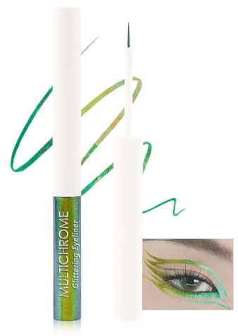 Camaleonte Glitter Liquido Eyeliner Metallic Shimmer Colorato, Impermeabile Durevole, Ultra Fine Tip, Multicrome Altamente Pigmentato, Ombretto