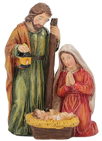 Juego de figuras de belén de Navidad, accesorios para belén, decoración navideña, cristo, nacimiento de Jesús, adornos para belén pequeño, para colocar de pie, figura de Maria José Jesús en el establo