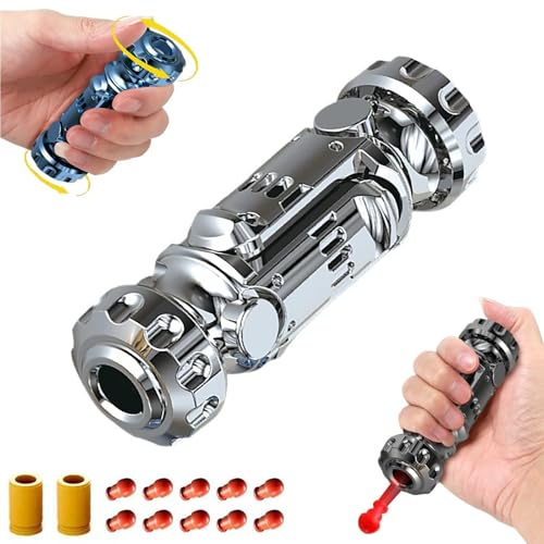 GLHYUOP EDC Spielzeugpistole, 360° Rotationsdekompression Soft Bullets Pistolen +10 Weiche BäLle Mehrere SpielmöGlichkeiten Anti-Stress-Spielzeug, Coole Boy Geschenke