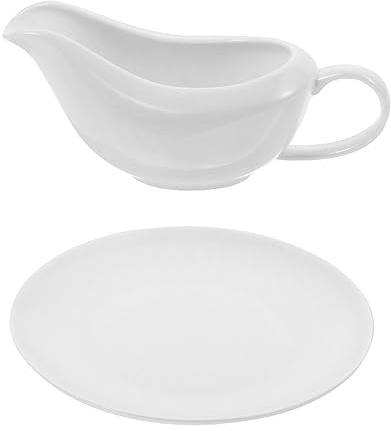 ELAYARD Salsiera per Bistecche in Porcellana Bianca Piattino, Brocca da Portata per Salse, Ciotola per Condimenti da Ristorante, Adatta per Uso Professionale e Regalo Aziendale