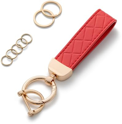 AOKSUNOVA Schlüsselanhänger Auto Leder Schlüsselband Damen | PU-Material, ca. 9 cm Länge, Autoschlüsselanhänger mit Schlüsselring für Schlüssel und Taschen, kompakte Form mit D-Ring