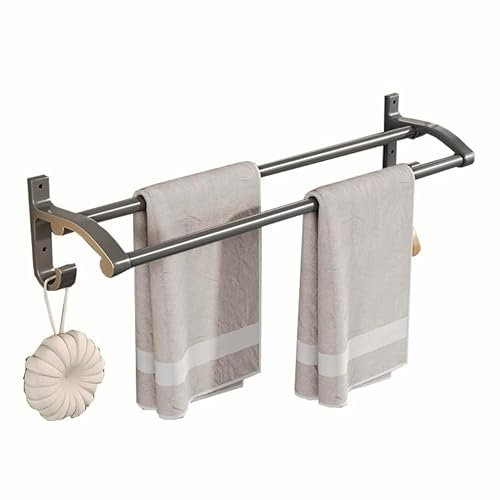 MYNVY handtuchhalter kleben Badetuchhalter Doppelt,Handtuchhalter Schwarz Wand,Handtuchhalter Bad Wand,Handtuchstange Wandmontage,Handtuchhalter Zum Bohren,Für Badezimmer(Color:80cm)