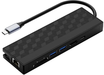 7 Port USB C Adapter With 4K30hz Video And Gigabit Ethernet For Laptops Tablets Phones Charging And Data Transfer Dock