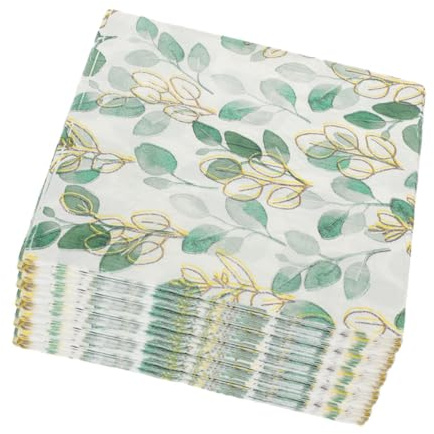 GLEAVI 5 Servilletas Verdes Desechables Diseño Floral Elegante, para Mesa de Bodas y Eventos, Tacto Suave y Uso Práctico
