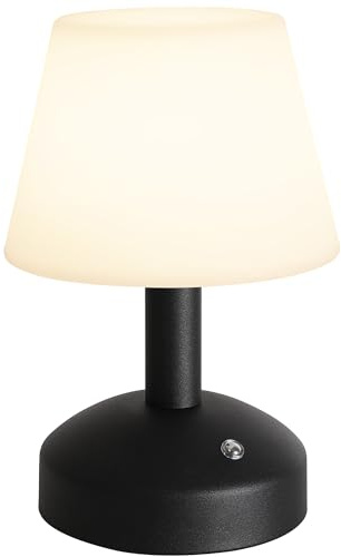 NEWSEE LED Cordless Small Table Lamp, Outdoor Portable Waterproof Touch Bedside Lamp, Dimmable, 5000mAh Rechargeable Battery Operated Light for Bathroom, Bedroom, Restaurant, Garden, Bar (Black)