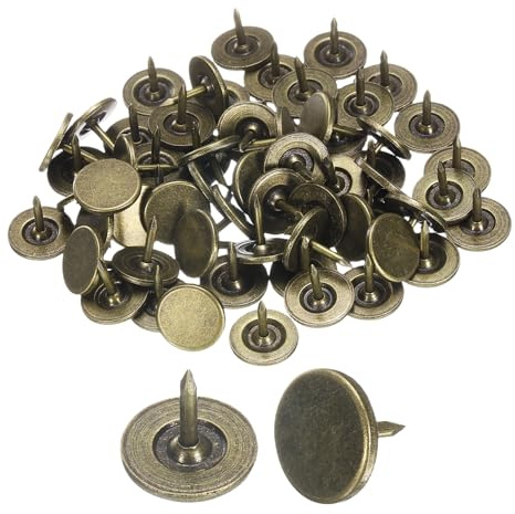 sourcing map 60Pcs Upholstery Tacks, 11mmx10mm Flat Head Thumb Tack Decorative Furniture Nails Push Pins for Furniture Sofa Headboards, Bronze