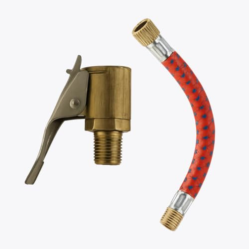 Manovella Connecteur de levier - Connecteur rapide Michelin pour valve de voiture (Schrader) avec tuyau d'extension (13 cm) - Adaptateur de valve de pneu en laiton - Adaptateur de compresseur - 20
