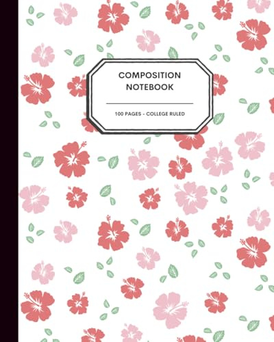 Hibiscus Bloom 8x10” Journal – 100 College Ruled Pages – Soft Floral Notebook for Journaling, Summer Notes & Everyday Writing