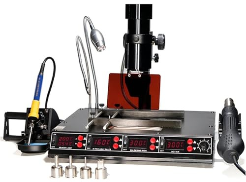 Stazione di dissaldatura e saldatura 4 in 1 con sensore di temperatura e supporto PCB per riparazione di circuiti stampati montati a densità elevata