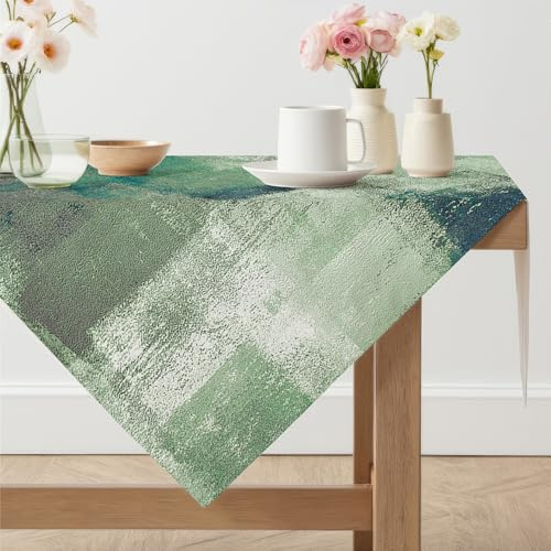 Tovaglia Quadrata 100 x 100 cm Verde Moderna Colorato Pittura Tovaglie Effetto Lino Lavabile Antimacchia Corte Copritavolo per Feste Aut unnali Matrimonio Vacanze Compleanno Decorazione