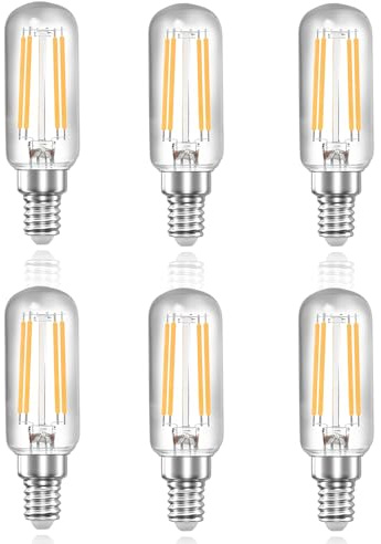 Wenscha E14 Kerze T25 LED Lampe, 6er 4W Glühbirne Warmweiß 2700K 400Lumen ersetzt 40W Halogenlampe, E14 Leuchtmittel Birne Filament Fadenlampe Glas, AC 220V-240V, nicht dimmbar