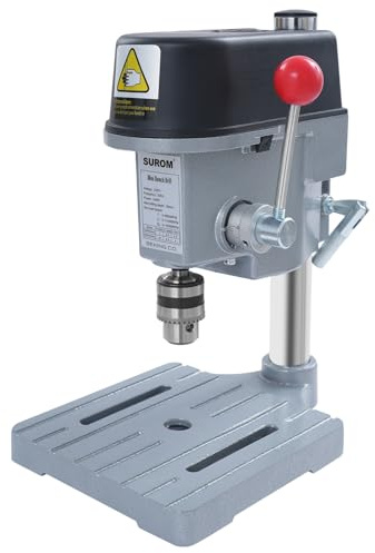 Portable Bench Drilling Machine Mini Bench Drill Press 3-Level Speed Adjustment Pillar Drill Press Workbench Repair Tool Stand Press Drilling Bench Table with Fixed Slots, Table Height Adjustable