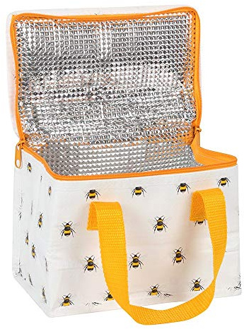 Tech Island Lunch Bag, Insulated Print Lunch Box 15 x 21cmTote 40% Recycled Plastic, Adorable Design for Fresh and Safe Meals All Day for Adult Men Women (Bee Print)