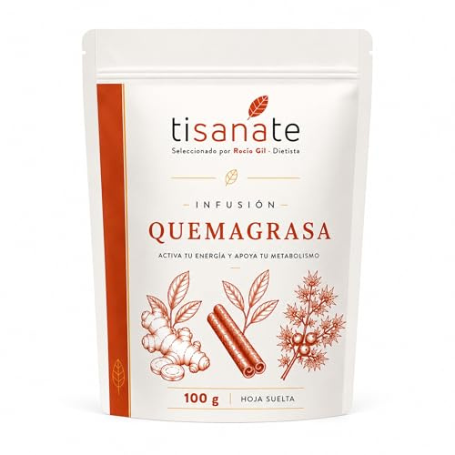 INFUSIÓN QUEMAGRASA 100 g | Té Detox a Granel con Jengibre, Cúrcuma, Canela y Hinojo | Mezcla Natural Digestiva | Hoja Suelta | Más de 40 Tazas | Tisanate